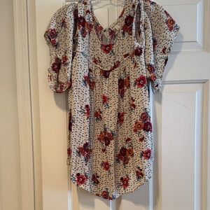 Love on a Hanger Floral Blouse with Red and Purple Accents